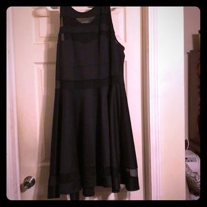 Ashley Stewart Black Mesh Skater Dress